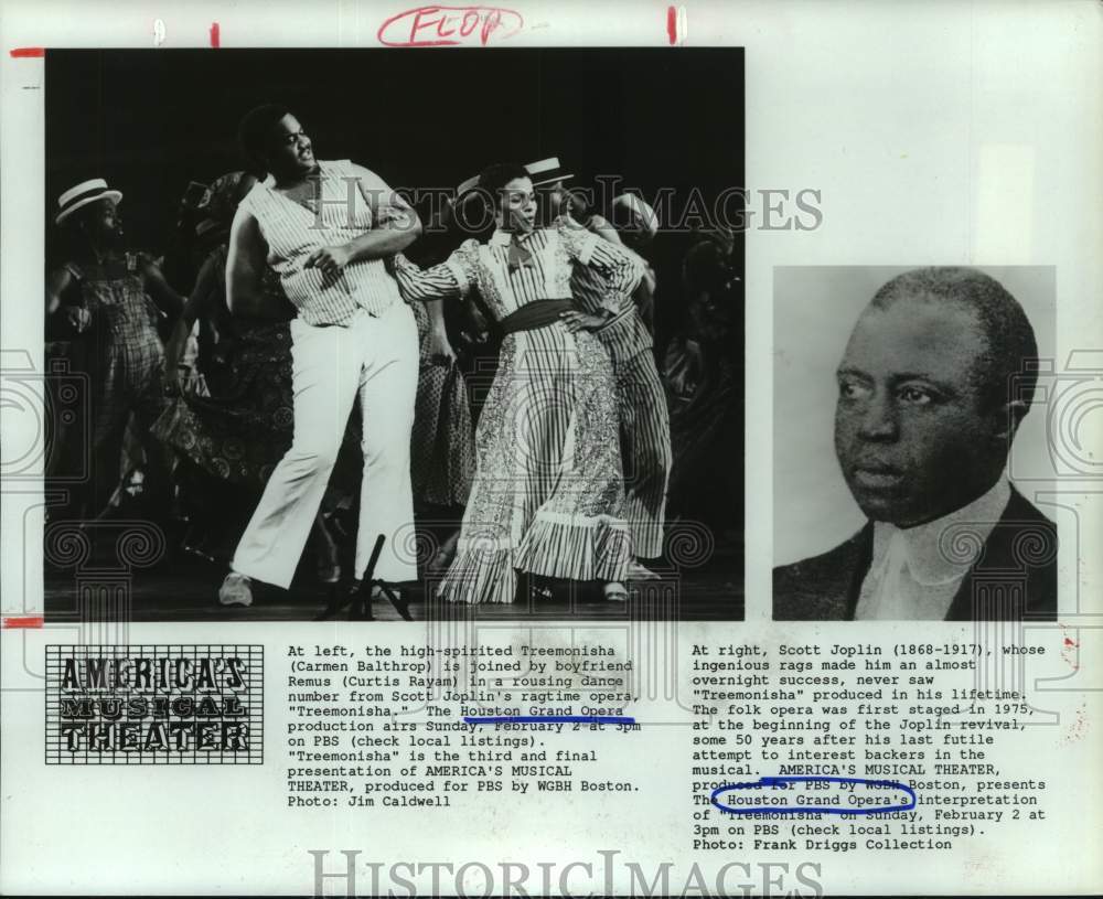 1987 Press Photo Scott Joplin's "Treemonisha" - Houston Grand Opera on PBS - Historic Images