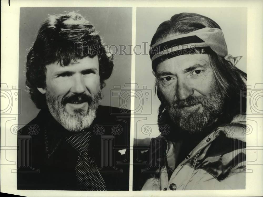 1986 Press Photo Kris Kristofferson &amp; Willie Nelson - Country Music Awards - CBS - Historic Images