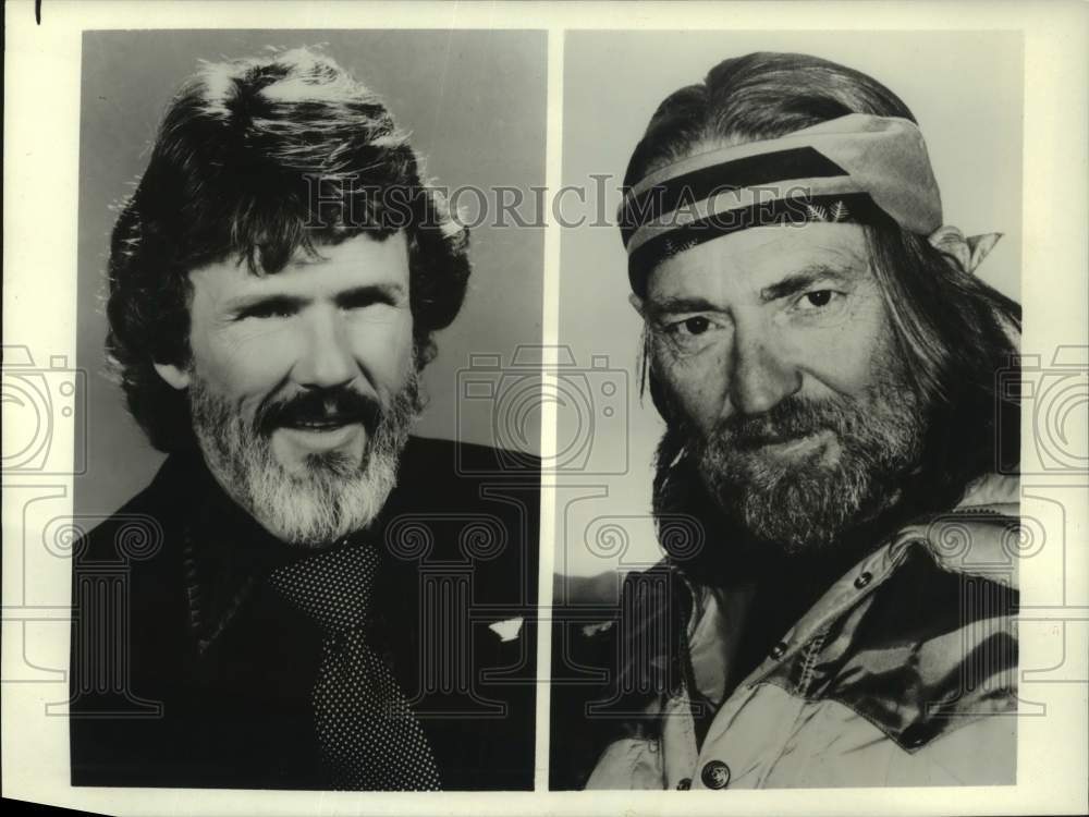 1986 Press Photo Kris Kristofferson & Willie Nelson - Country Music Awards - CBS - Historic Images
