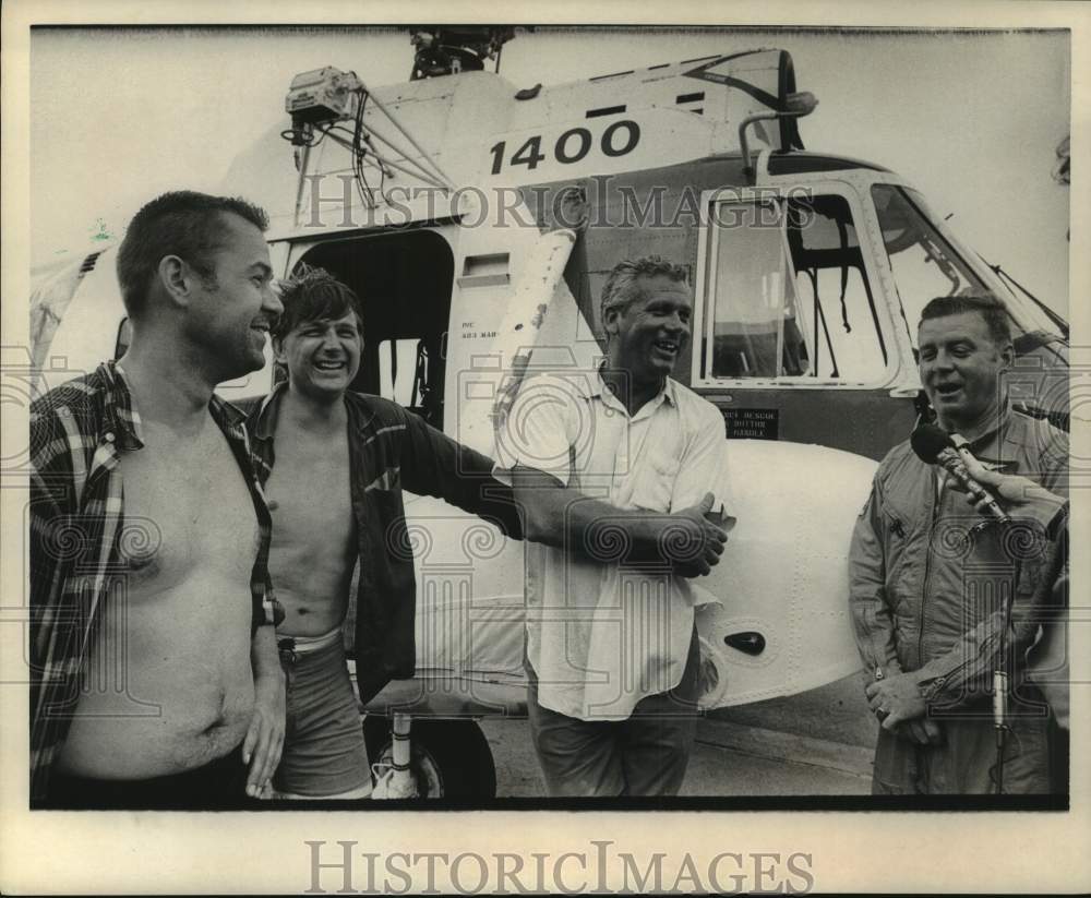 1970 Coast Guard with helicopter arrives - Hurricane Celia - Texas - Historic Images