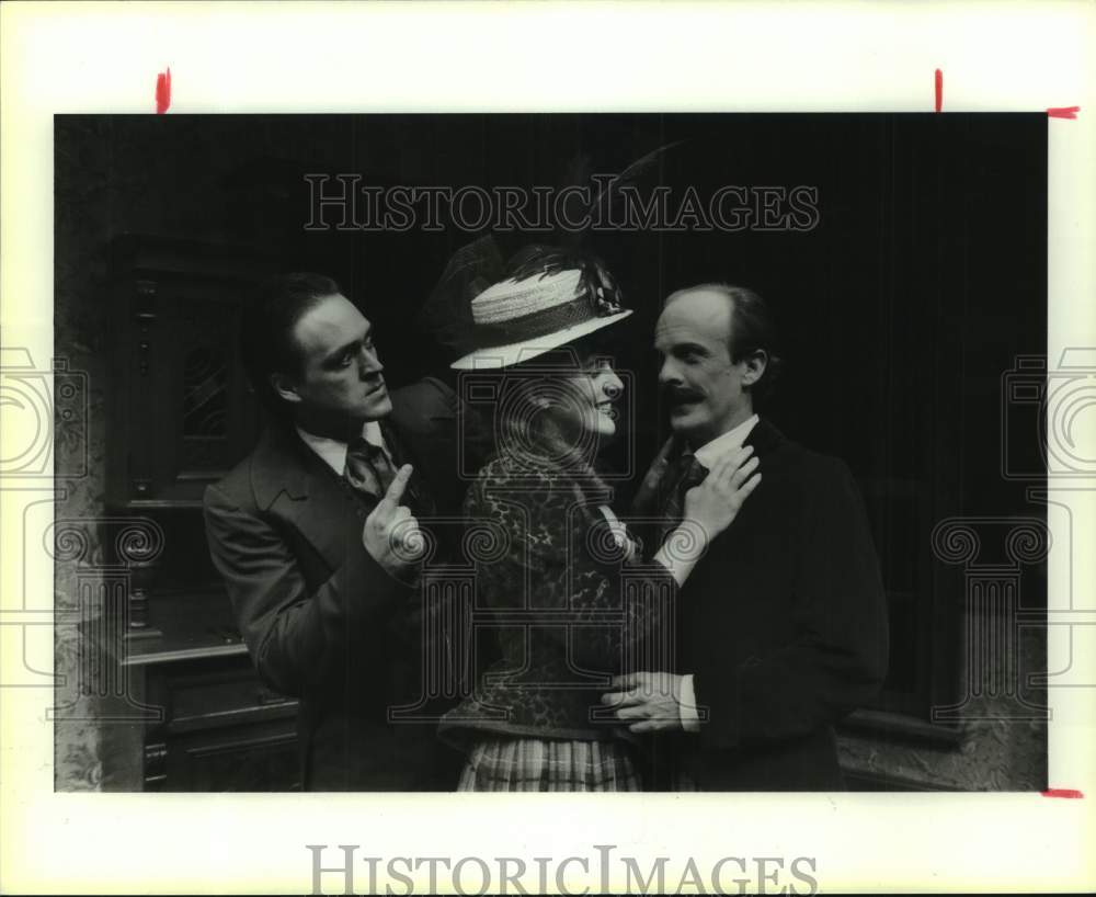 1986 Press Photo Actors in scene of "Wells" at Alley Theater, Houston - Historic Images