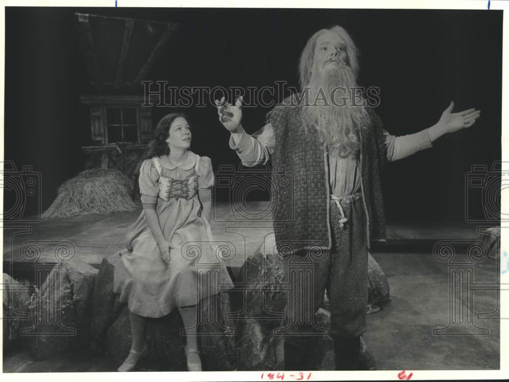 1982 Press Photo "Heidi" & Grandfather on stage at Alley Theater in Houston - Historic Images