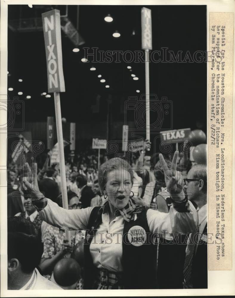 1972 Press Photo Mrs. Leon Richardson of Texas at GOP convention in Florida - Historic Images