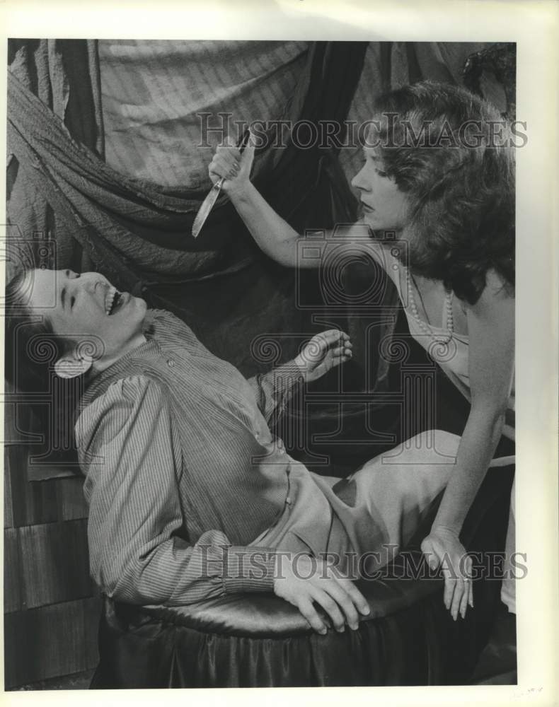 1988 Press Photo Kayce Glasse and Colleen Kelly in 'No Exit' at Stages, Houston - Historic Images