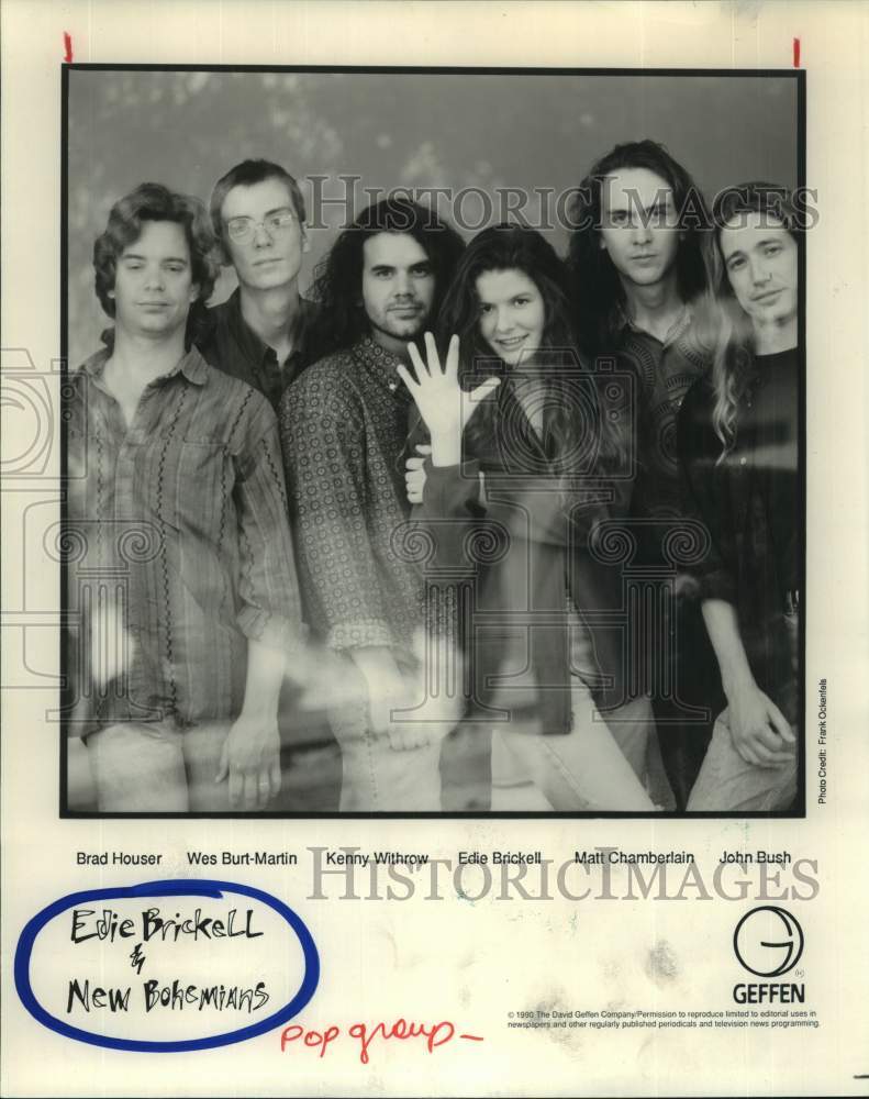 1990 Press Photo Edie Brickell & New Bohemians Pop Music Group - Historic Images