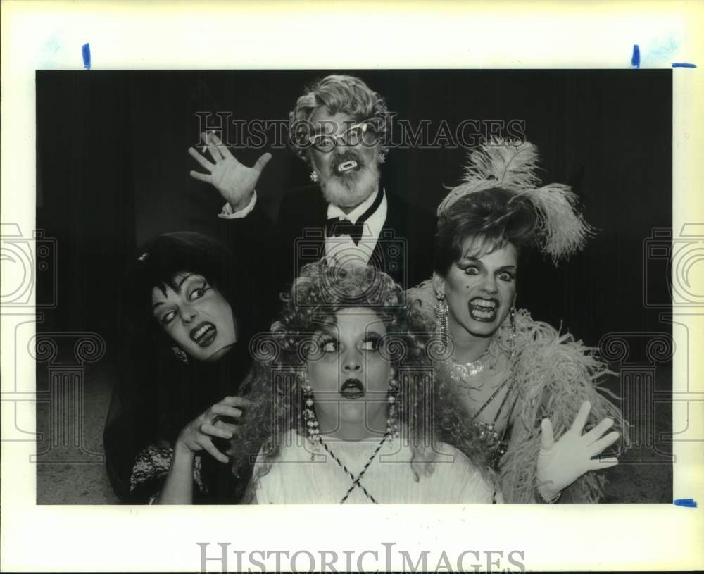 1987 Press Photo &quot;Vampire Lesbians of Sodom&quot; cast - Houston&#39;s Stages theater - Historic Images