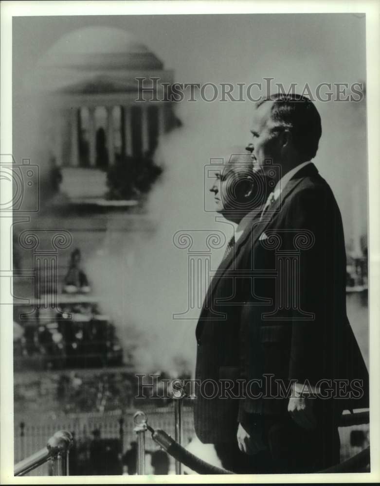 1991 Press Photo George Bush at Summit in Washington, D.C. - Historic Images