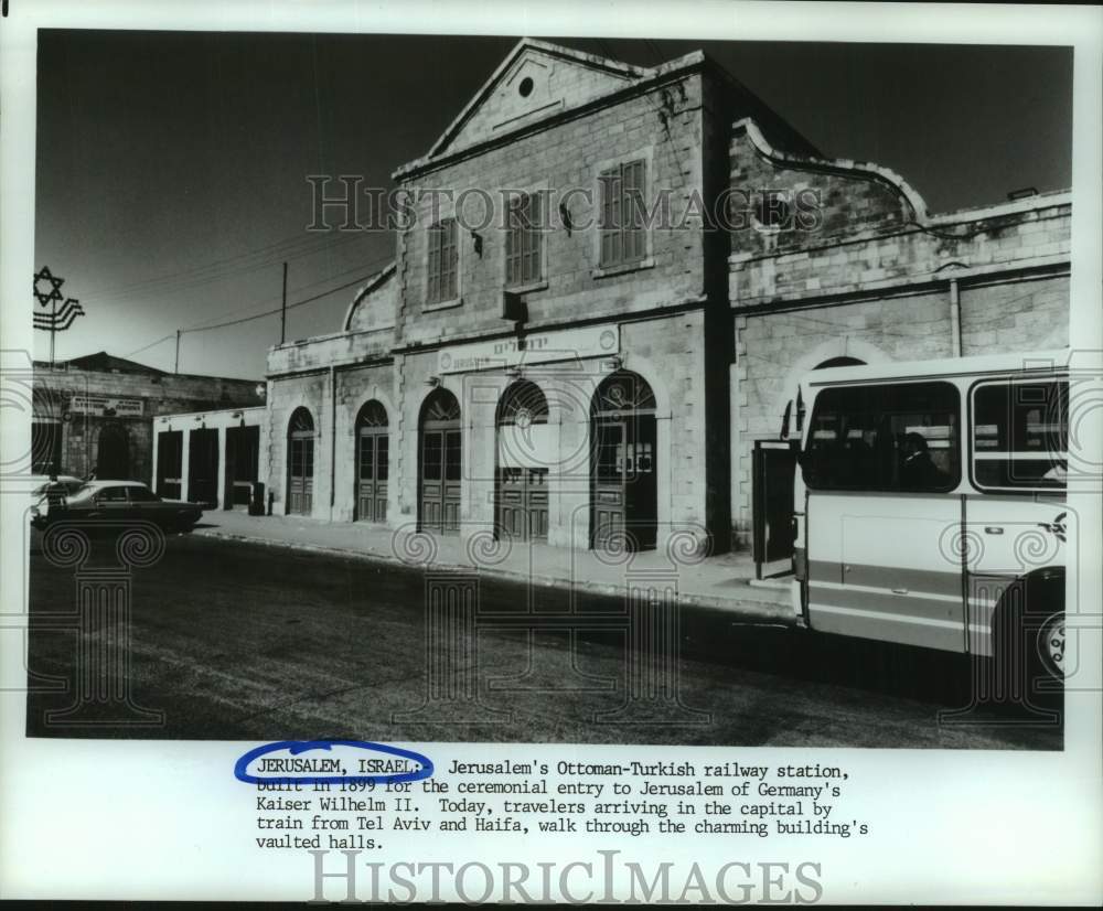 1984 Press Photo Exterior of Ottoman-Turkish Railway Station, Jerusalem, Israel - Historic Images