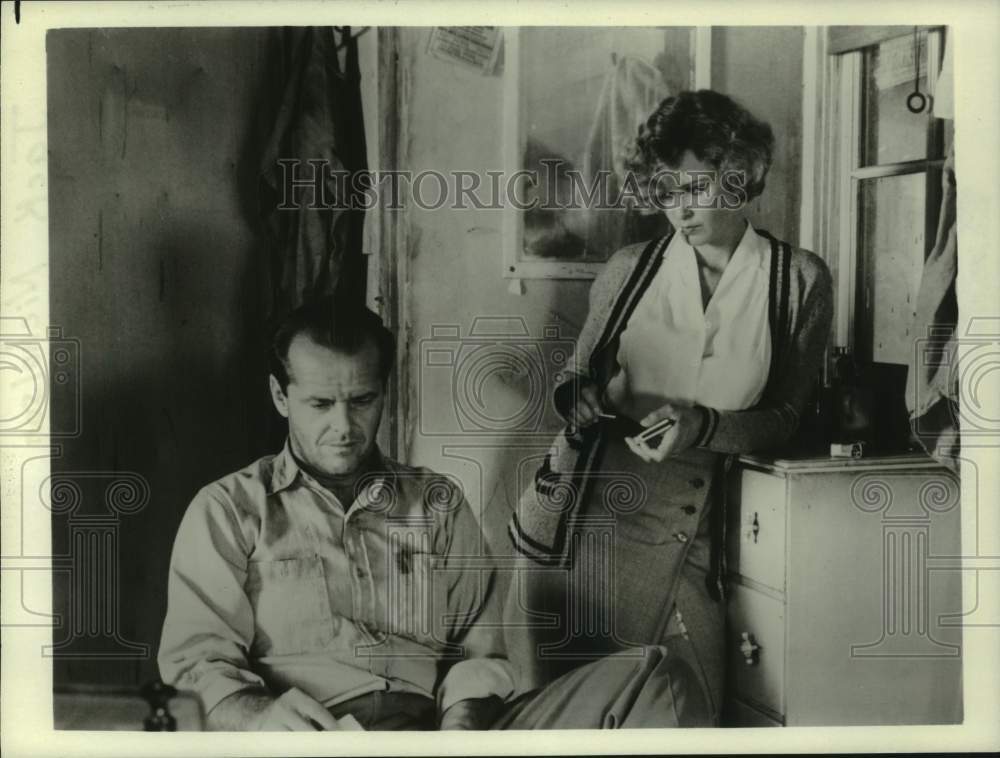 1986 Press Photo Actor Jack Nicholson and Jessica Lange in Movie Scene - Historic Images