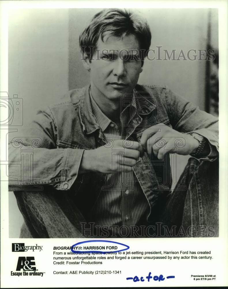 1998 Press Photo Actor Harrison Ford on Biography - Historic Images