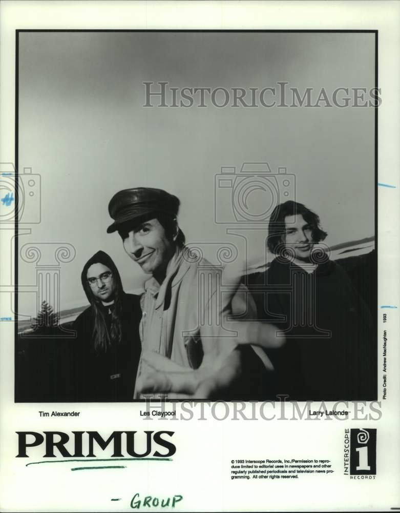 1993 Press Photo Rock band Primus: Tim Alexander, Les Claypool, Larry Lalonde - Historic Images