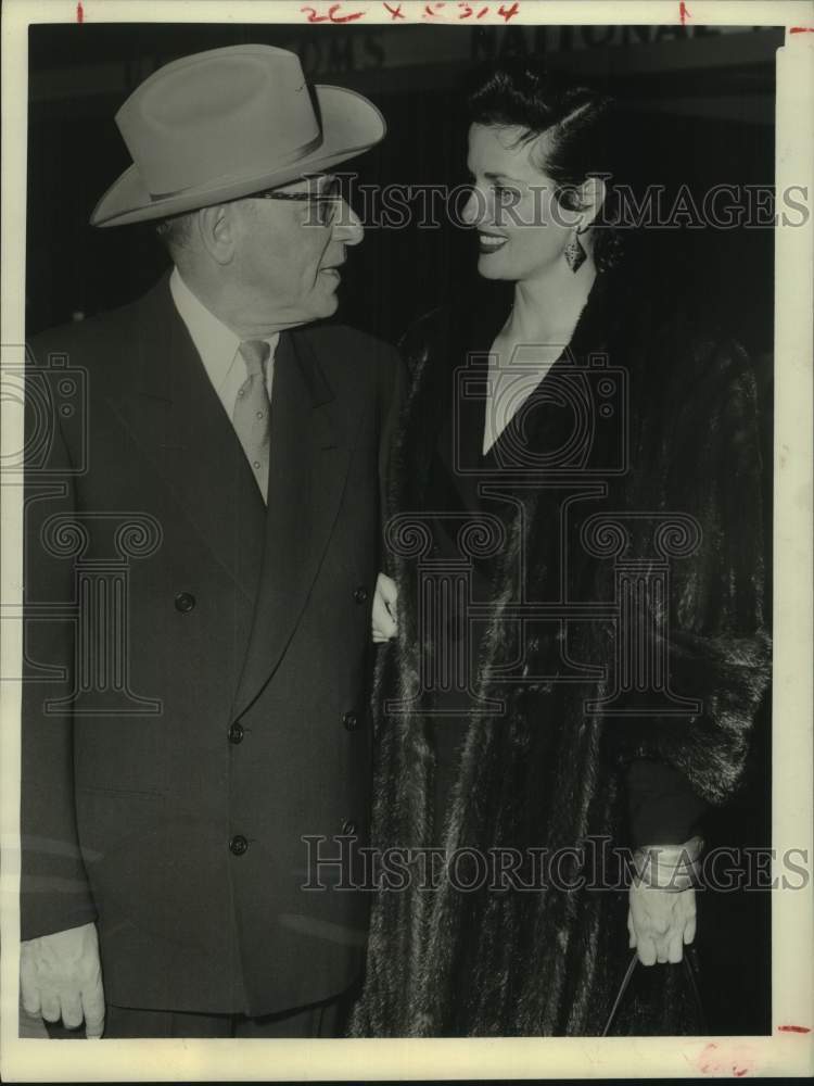 1958 Press Photo Leopold Meyer, Jane Russell - Houston W.A.I.F. Ball - Historic Images