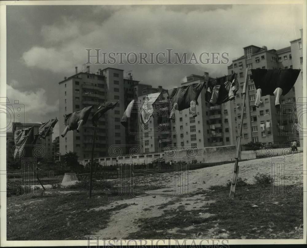 1961 Typical Peasant Attire Hangs Near Lisbon, Portugal, Apartments-Historic Images