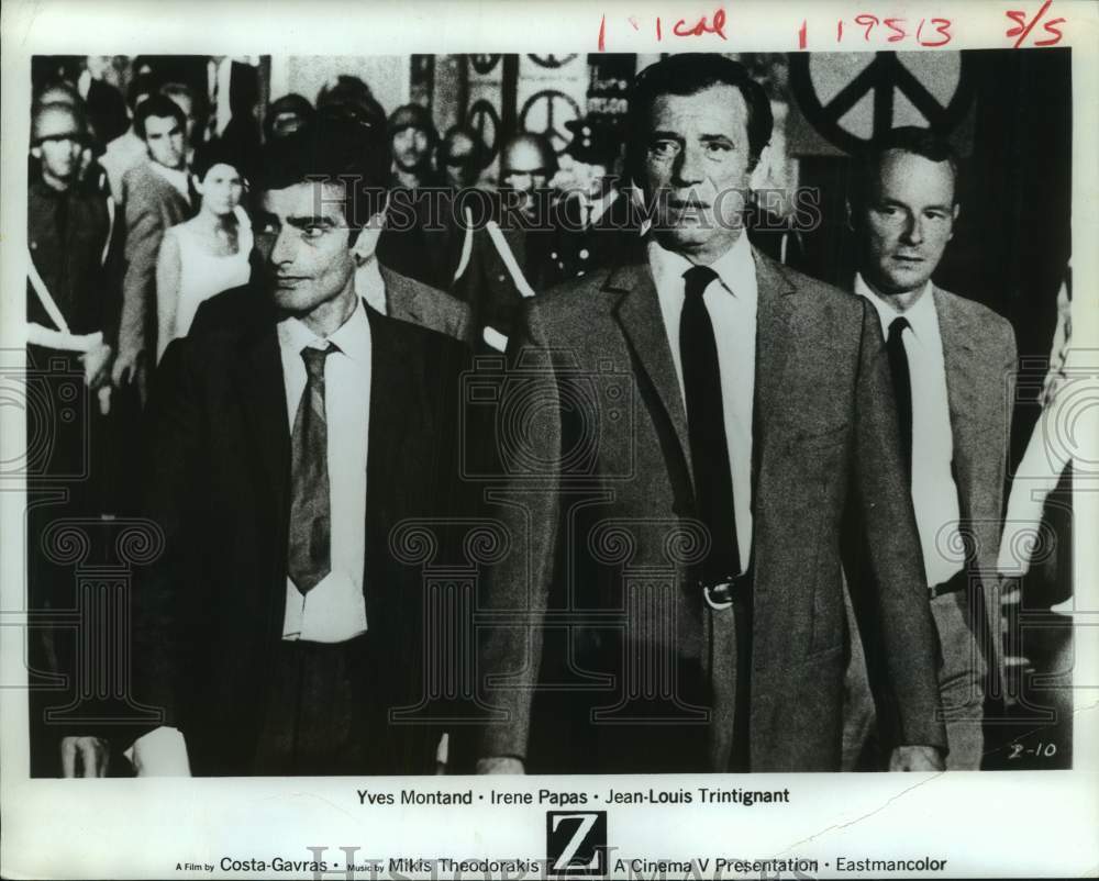 1970 Press Photo Actors in "Z" Yves Montand, Irene Papas, Jean-Lous Trintignant - Historic Images