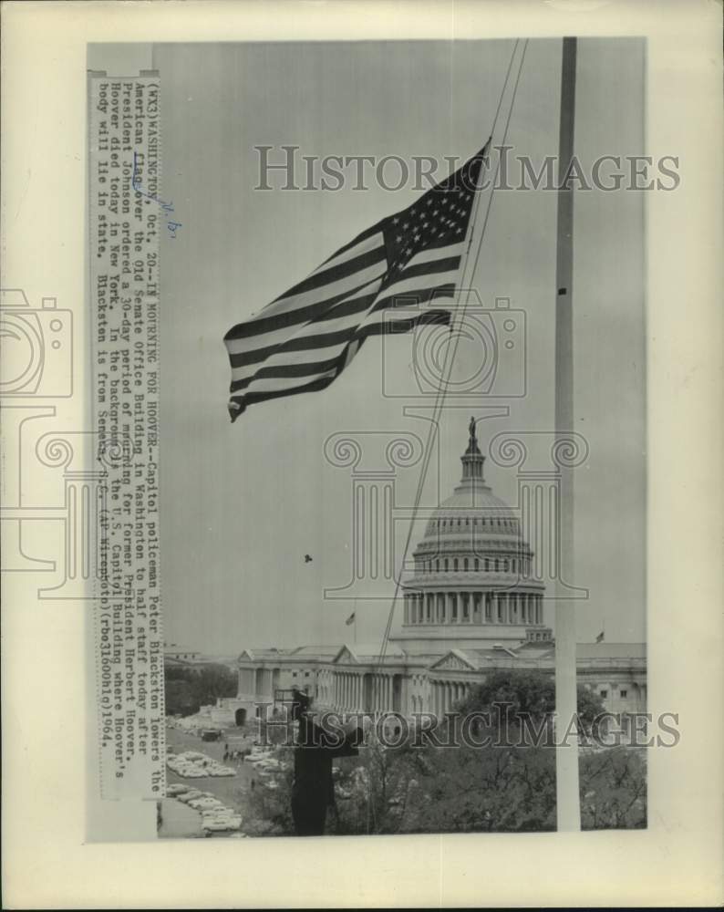 1964 Capitol flag at half staff - Former President Herbert Hoover-Historic Images