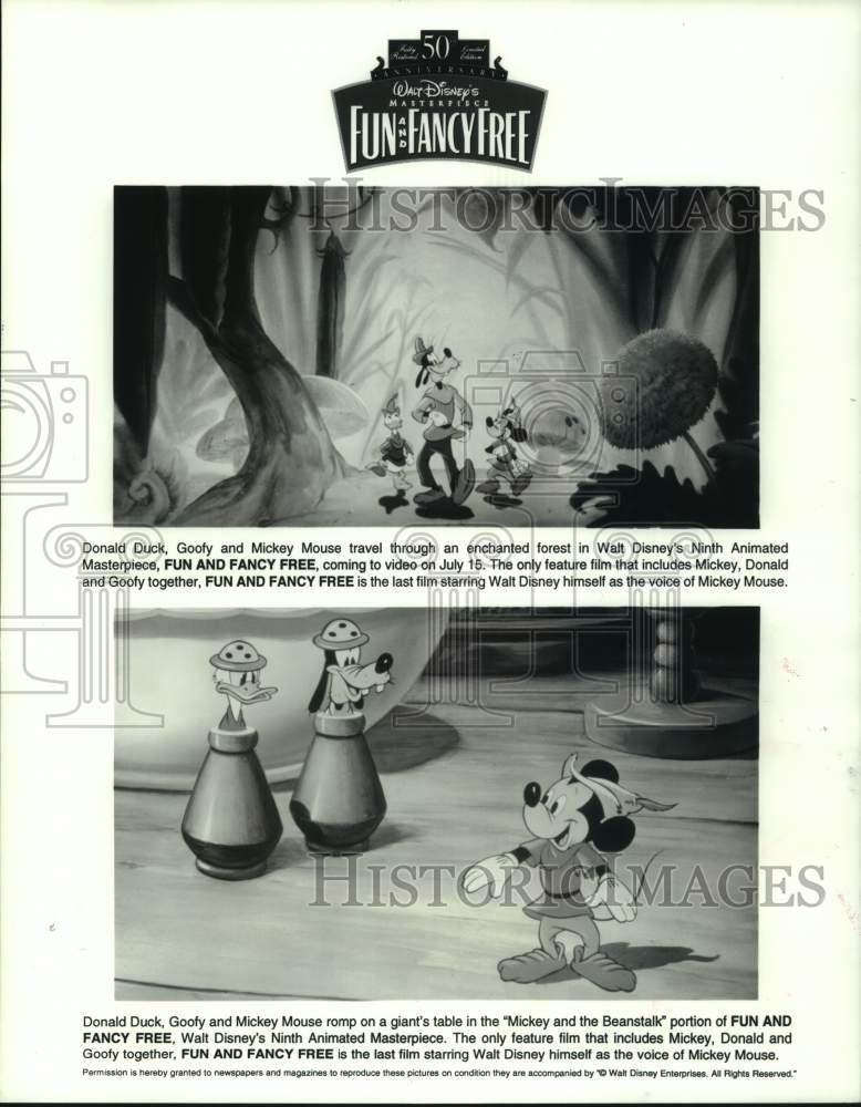 1997 Press Photo Disney's "Fun and Fancy Free" with Donald, Goofy & Mickey - Historic Images