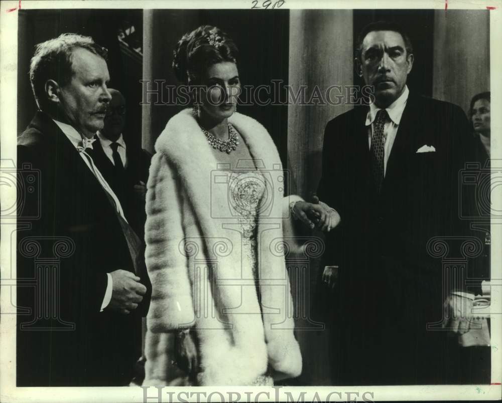1970 Press Photo Ernst Schroeder, Ingrid Bergman, Anthony Quinn in "The Visit" - Historic Images