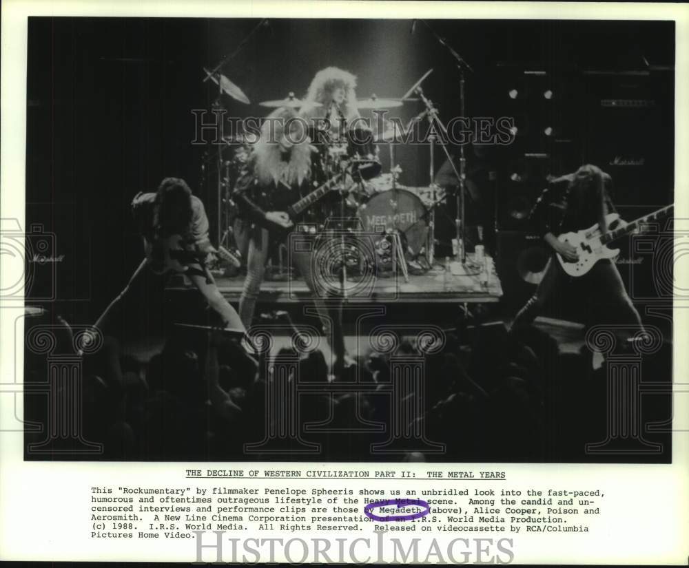 1988 Press Photo Megadeth in concert - &quot;Decline of Western Civilization Part II&quot; - Historic Images