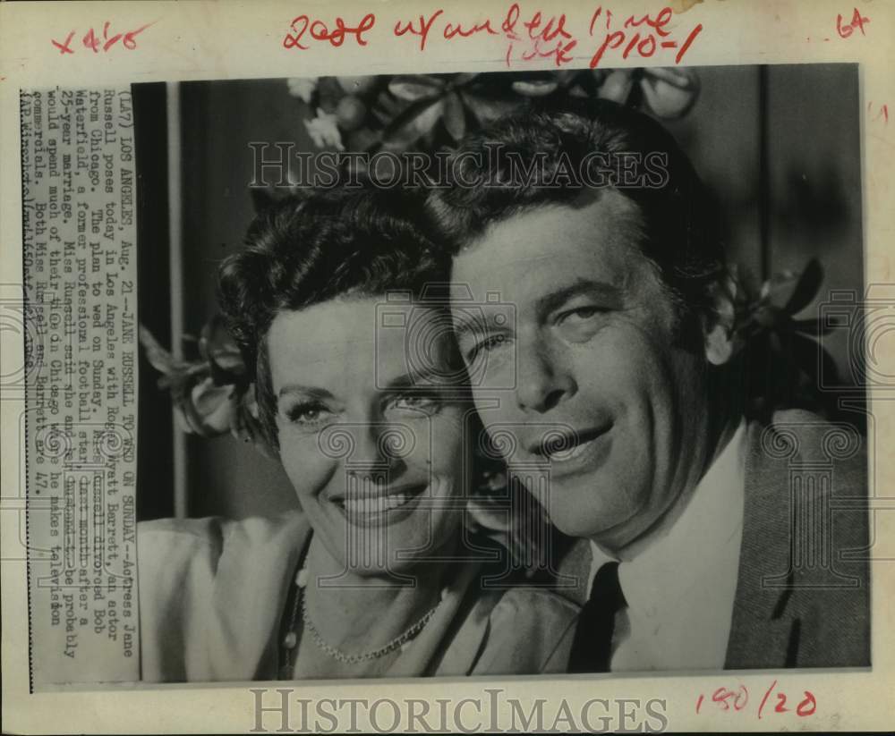 1968 Press Photo Actress Jane Russell and Roger Wyatt Barrrett in Los Angeles - Historic Images