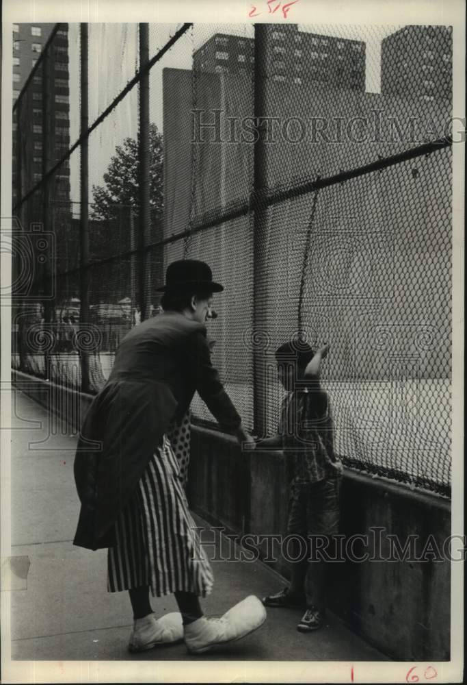 1968 Joy the Clown Entertains a Youngster on the Street-Historic Images