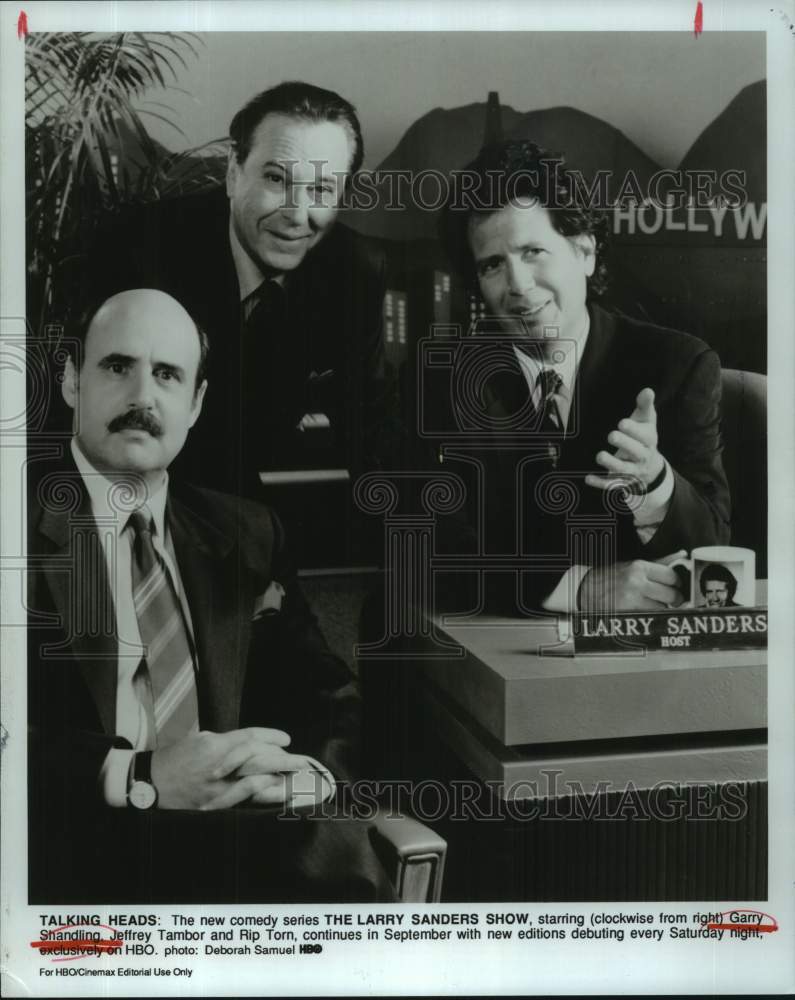 1997 Press Photo Rip Torn, Jeffrey Tamor and Garry Shandling, Larry Sanders Show - Historic Images