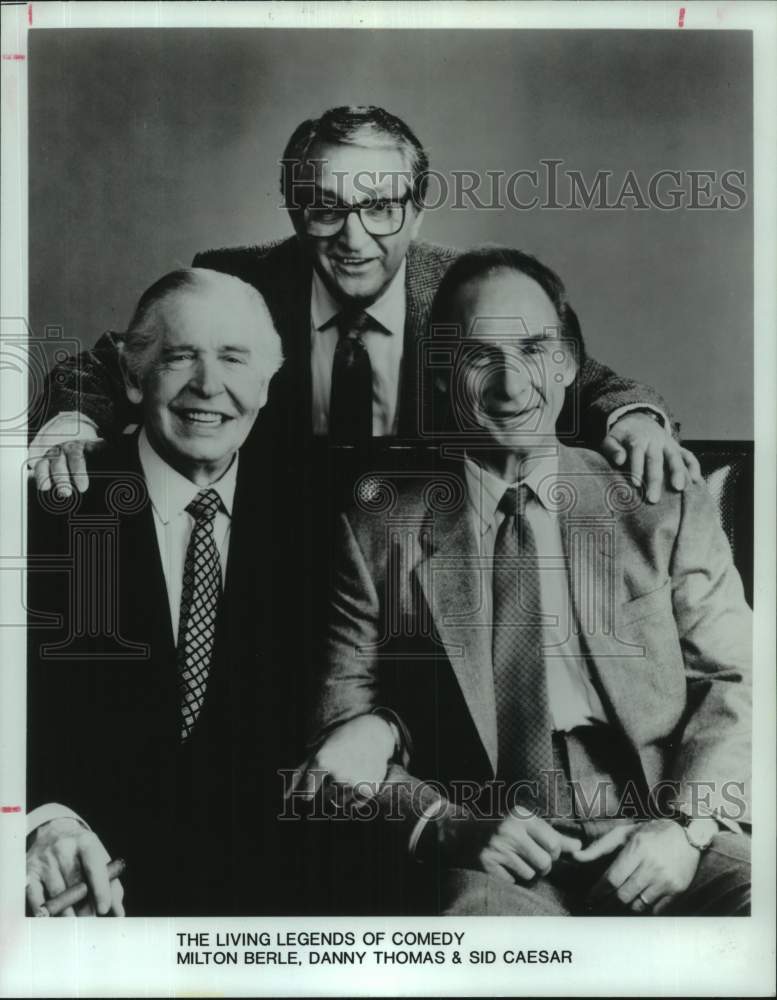 1988 Press Photo Comedians: Milton Berle, Danny Thomas and Sid Caesar - Historic Images