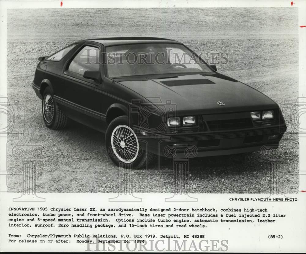 1985 Press Photo The Chrysler Laser XE hatchback offers a Euro handling package - Historic Images