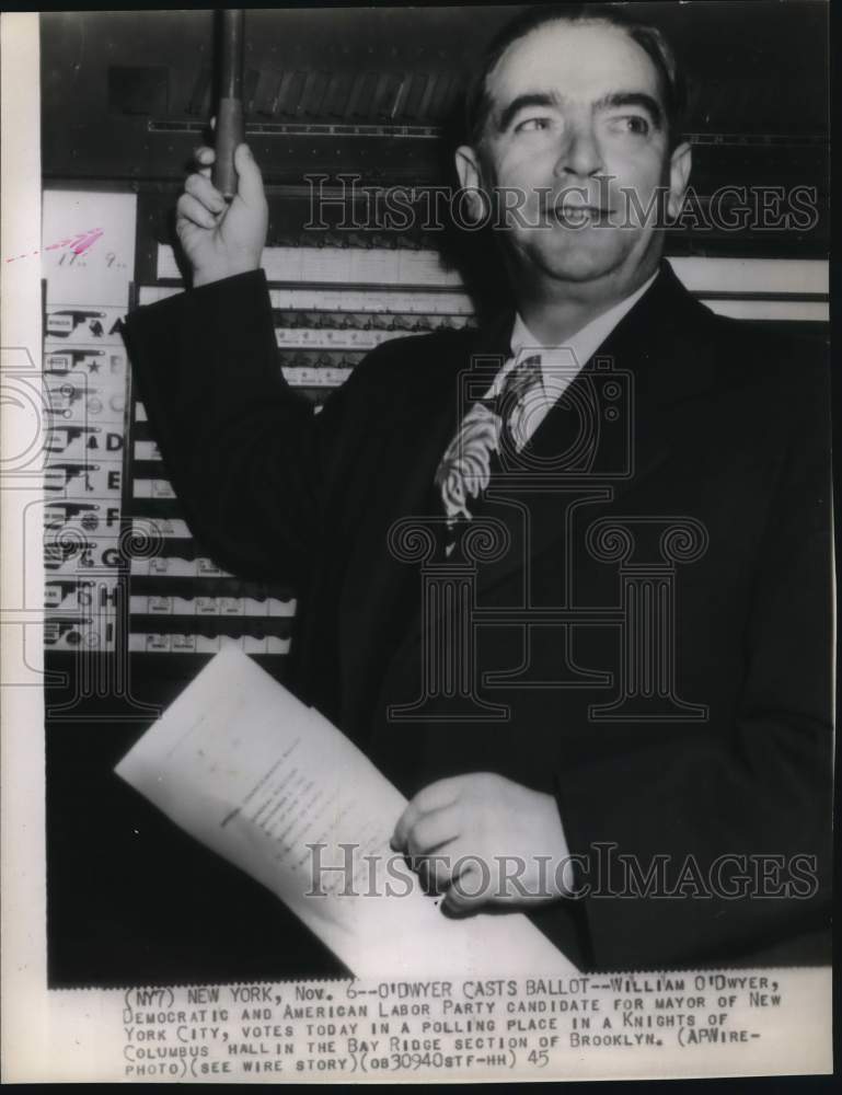 1945 Press Photo William O&#39;Dwyer, Democratic Party candidate for New York mayor- Historic Images