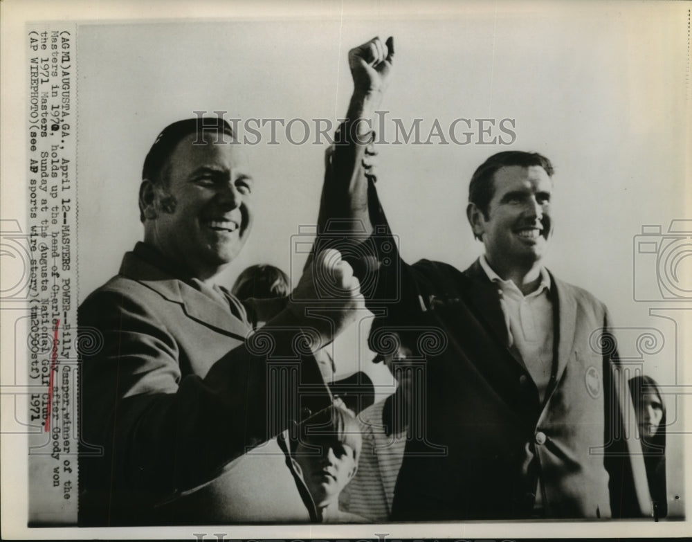 1971 Golfer Billy Casper Holds up Hand of Charles Coody at Masters - Historic Images