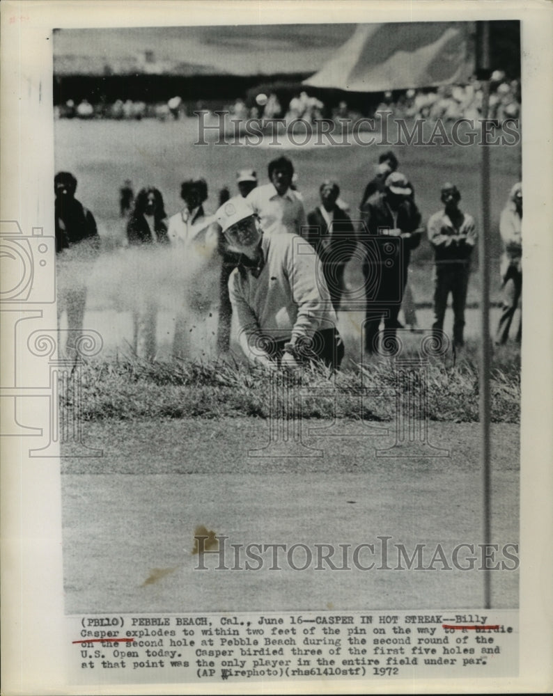1972 Golfer Billy Casper Hits Ball Close to Pin at Pebble Beach, CA - Historic Images