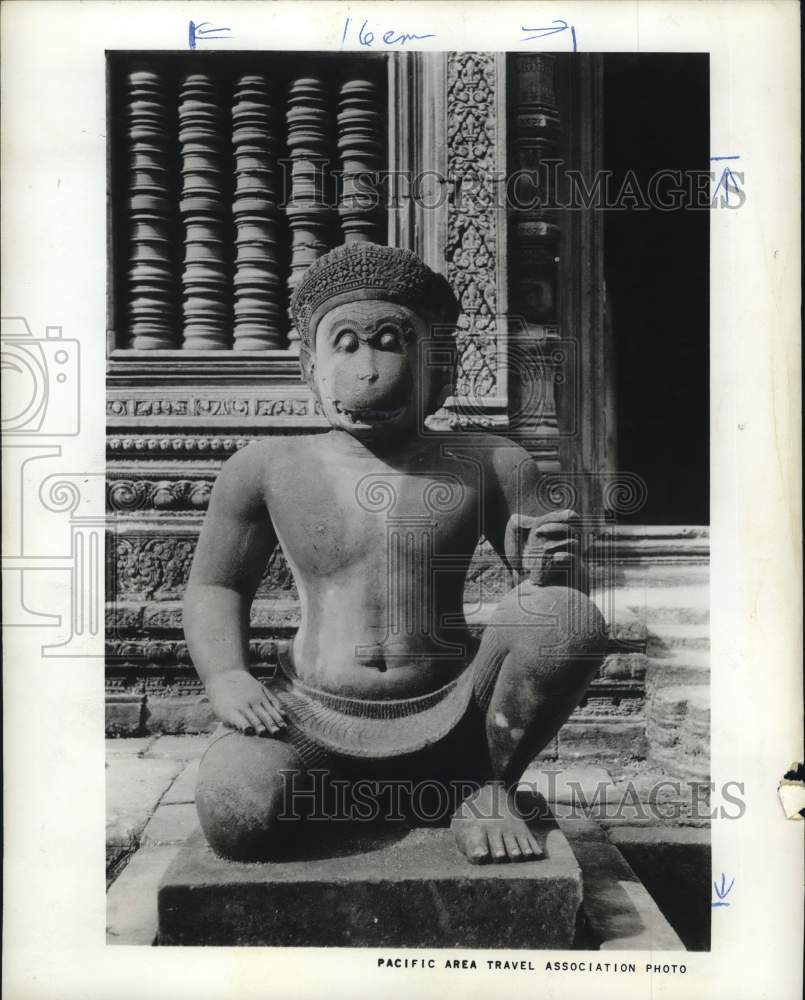 1965 Press Photo Baboon-man statue at Cambodia&#39;s Angkor Thom - hpa01279- Historic Images