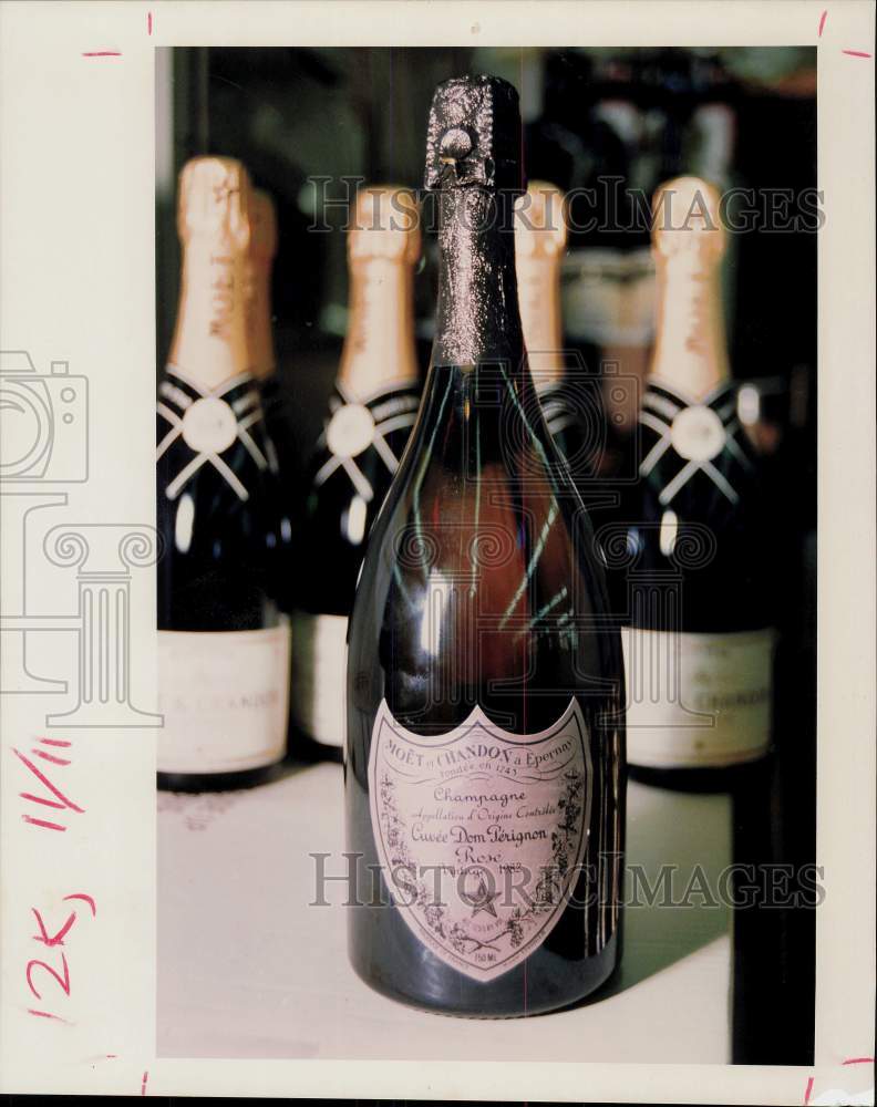 1992 Press Photo A bottle of Dom Perignon Rose vintage 1982 sells for $250.00 - Historic Images