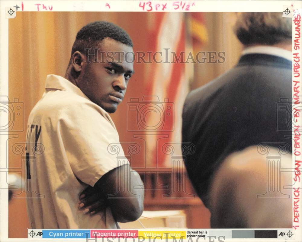 1993 Press Photo Derrick Sean O&#39;Brien in San Jacinto court for capital murder.- Historic Images