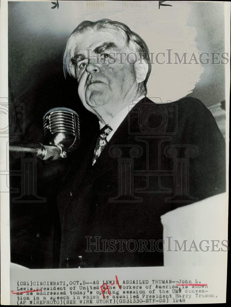 1948 Press Photo John Lewis addresses UMI convention opening session in OH.- Historic Images