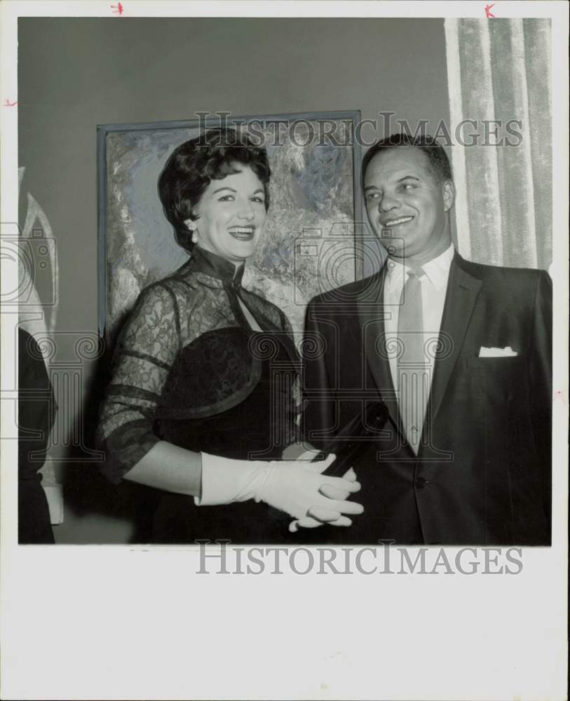 1959 Press Photo Attorney Mike Gordon and Toni Ford pose at event. - hpa84186- Historic Images