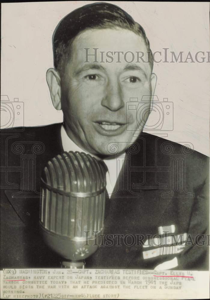 1946 Press Photo Captain Ellis Zacharias testifies before Pearl Harbor committee- Historic Images