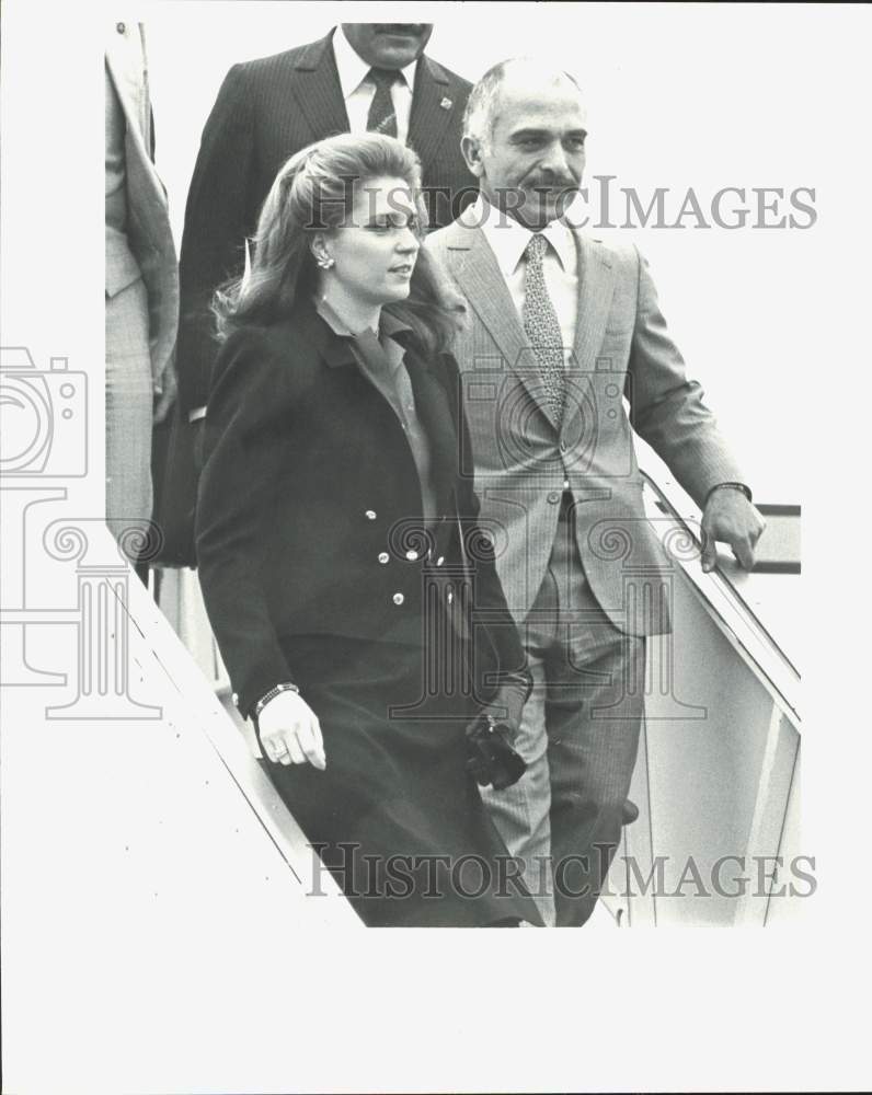 1981 Press Photo King Hussein of Jordan with Queen in Houston - hpa86820- Historic Images