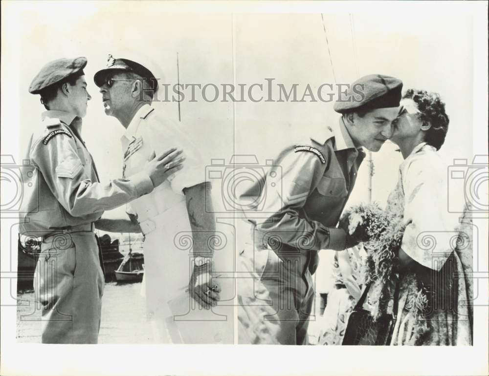 1956 Press Photo Prince Constantine of Greece Kisses Parents Goodbye in Athens- Historic Images