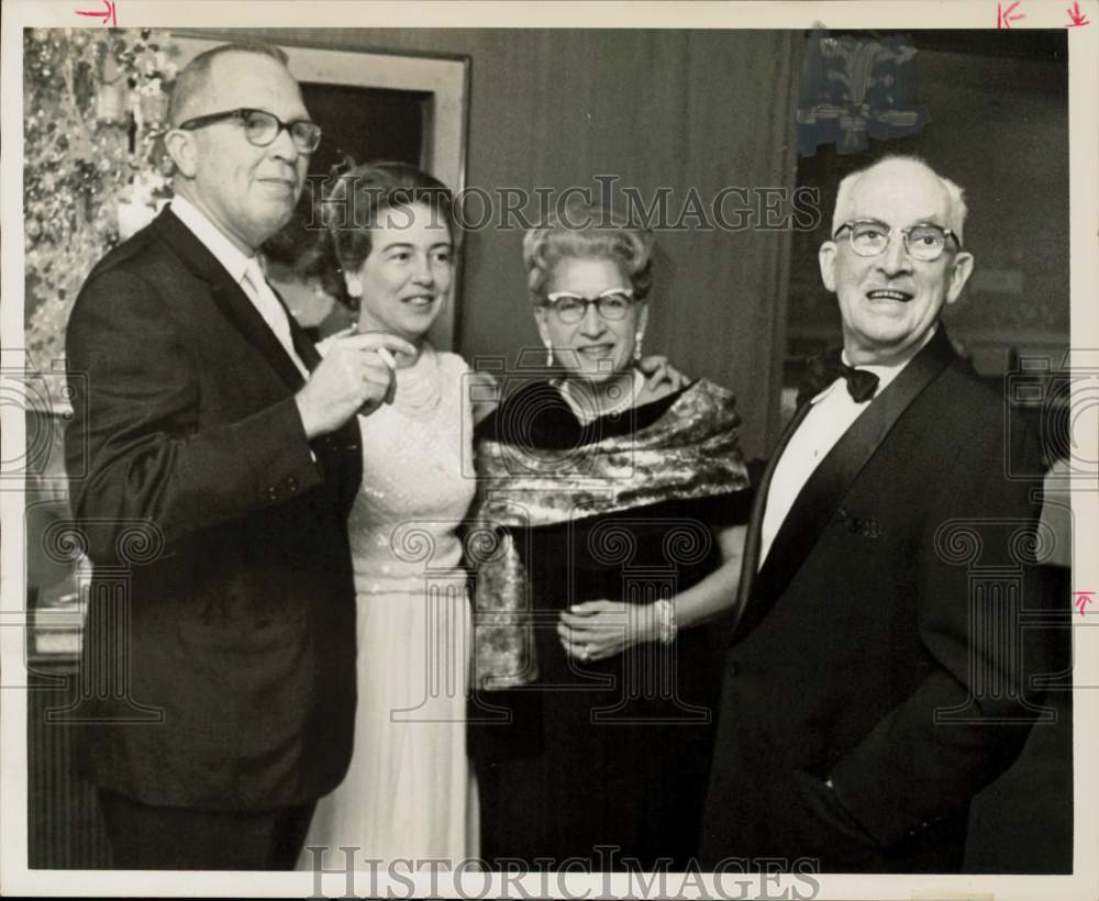 1966 Press Photo Mr. &amp; Mrs. Fritz Lancton, James Bradburys at Christmas dance- Historic Images