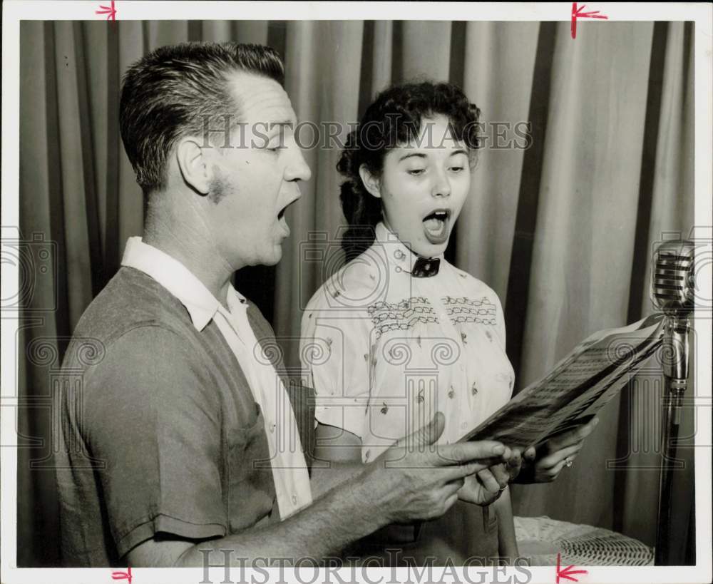 1955 Press Photo Mary McCarble and Harold Brock practice for &quot;Teenage Revue&quot;- Historic Images