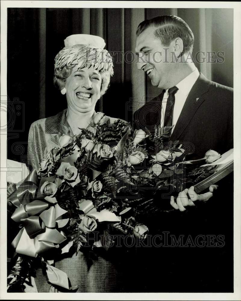 1962 Press Photo Elise Smithers and Ernest Henson at Houston Traffic Club lunch.- Historic Images