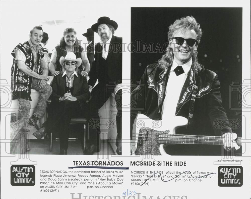 1991 Press Photo Texas Tornados and McBride &amp; The Ride on &quot;Austin City Limits.&quot;- Historic Images