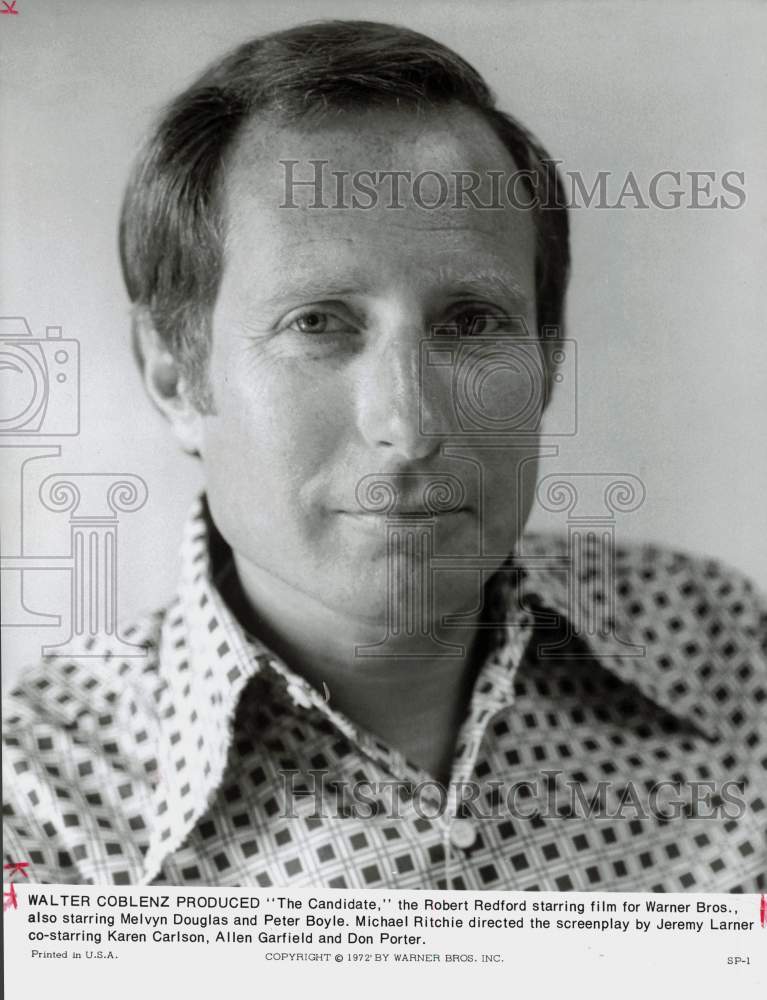 1972 Press Photo Houstonian Walter Coblenz produces Warner Bros. &quot;The Candidate&quot;- Historic Images