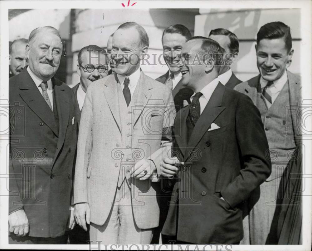 1924 Press Photo President Calvin Coolidge with actors John Drew and Al Jolson.- Historic Images