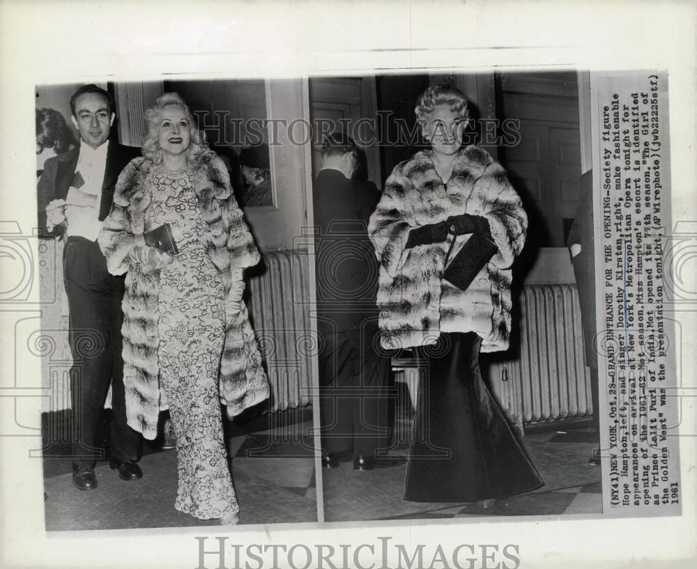 1961 Press Photo Hope Hampton &amp; Dorothy Kirsten at Metropolitan Opera, New York- Historic Images