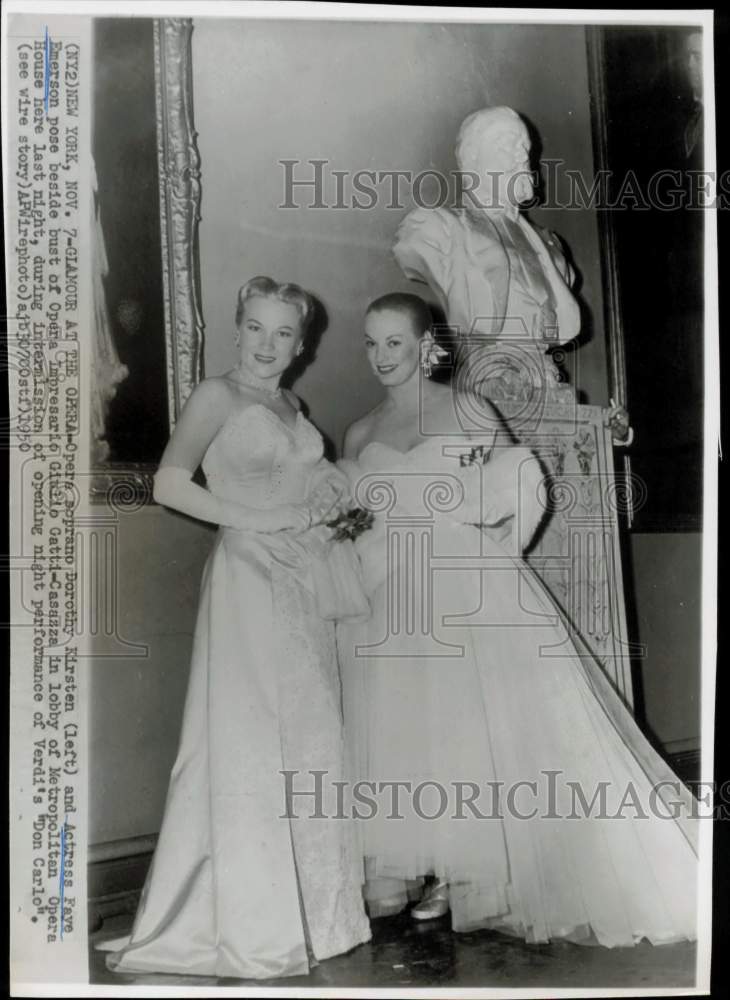 1950 Press Photo Dorothy Kirsten &amp; Faye Emerson at Metropolitan Opera, New York- Historic Images