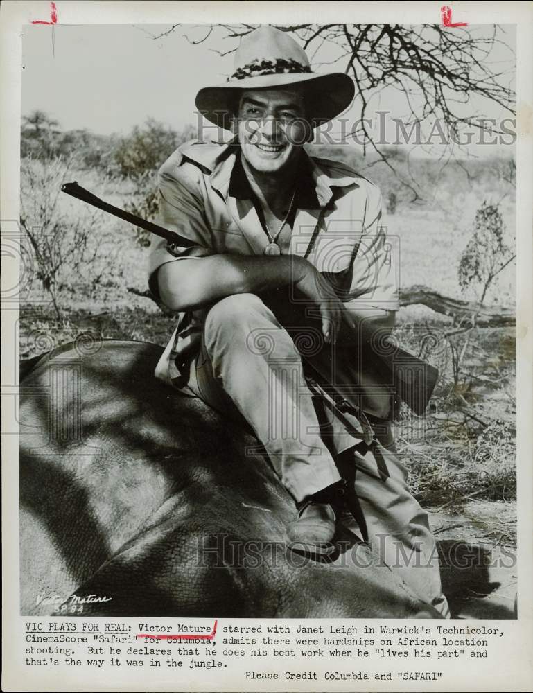 1956 Press Photo Actor Victor Mature in &quot;Safari&quot; - hpp23920- Historic Images