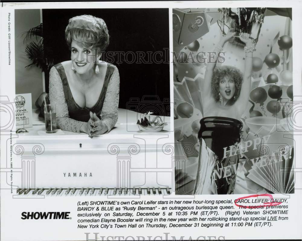 1992 Press Photo Comedian Carol Leifer in &quot;Gaudy, Bawdy &amp; Blue&quot; Special- Historic Images