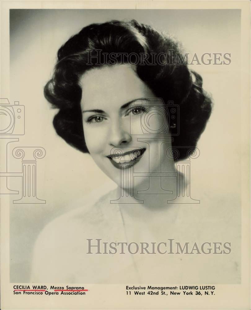 1958 Press Photo Cecilia Ward, Mezzo Soprano, San Francisco Opera Association- Historic Images