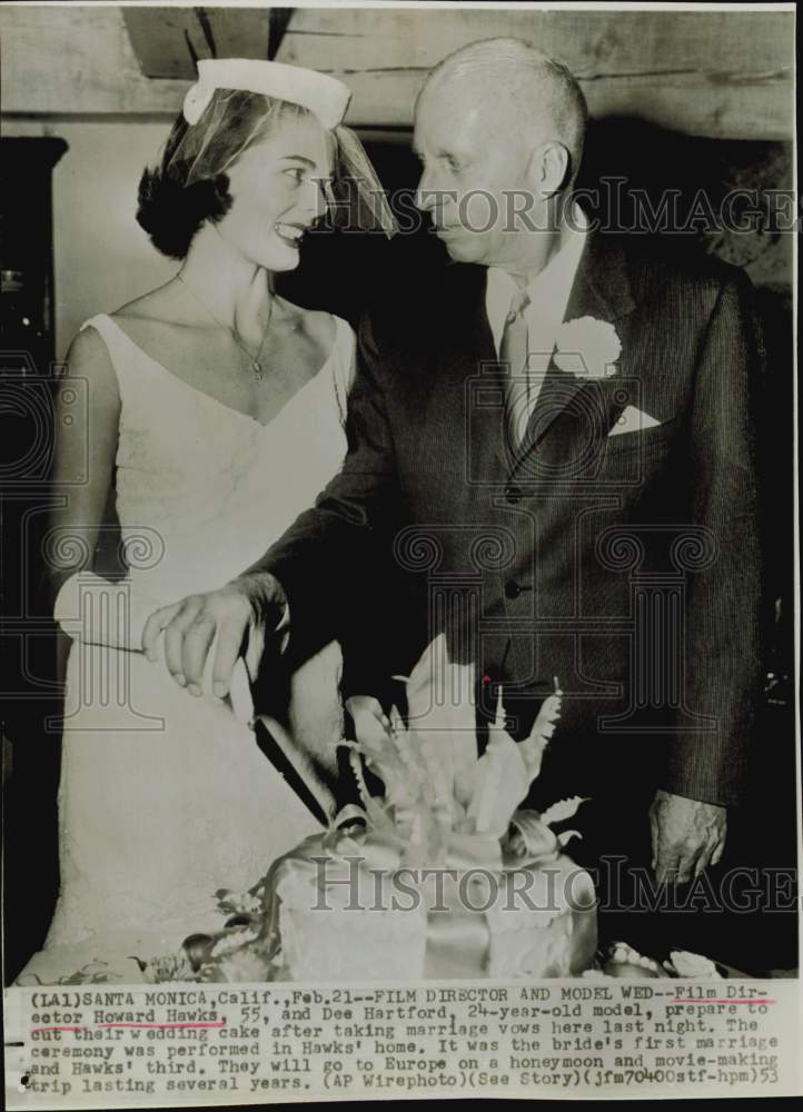 1953 Press Photo Director Howard Hawks &amp; Dee Hartford on Wedding Day - hpp30123- Historic Images